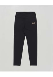 Leggins EA7 nero in cotone stretch con logo monogram