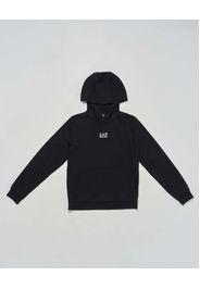 Felpa EA7 nera con cappuccio e logo monogram bianco