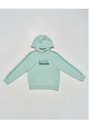 Felpa EA7 verde acqua con cappuccio e logo monogram