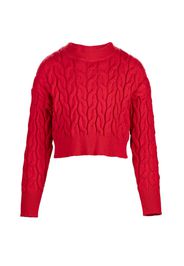 Maglia Elsy cropped rossa in misto viscosa a trecce