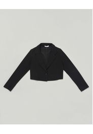 Blazer Elsy nero cropped in cady a maniche lunghe