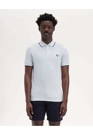 Polo mezza manica Fred Perry azzurra con bordino bianco e blu