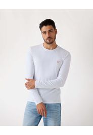 T-shirt manica lunga Guess bianca in cotone stretch