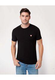 T-shirt mezza manica Guess nera in cotone stretch con stampa logo al petto