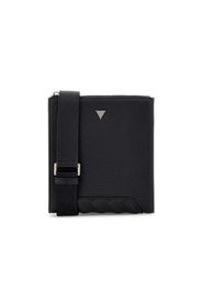 Borsa a tracolla Guess nera in similpelle con logo applicato e doppia zip