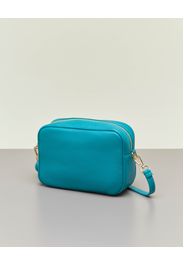 Cross bag turchese in pelle efetto martellato