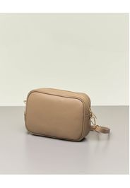 Cross bag color taupe in pelle efetto martellato