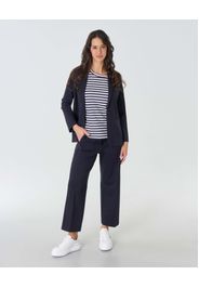 Blazer blu a un bottone in misto viscosa punto Milano con scollo a rever