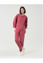 Pantaloni color ruggine in felpa di cotone garzato dalla linea dritta con elastico in vita