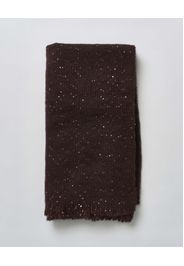 Sciarpa marrone Hlo! con pailettes all over e frange sul fondo