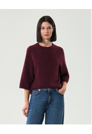 Maglia bordeaux Hlo! in misto alpaca e lana effetto soft con maniche al gomito