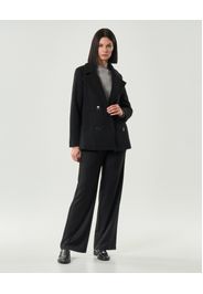 Caban nero Hlo! in panno dalla linea sfiancata con scollo a rever