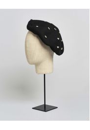 Basco nero Hlo! in misto angora con strass gioiello e perle applicati sulla parte superiore