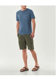 Bermuda cargo Impure verde militare in popeline di cotone stretch