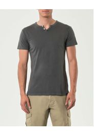T-shirt serafino mezza manica Impure grigio antracite in puro cotone