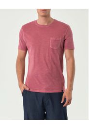 T-shirt mezza manica Impure rosa antico in cotone fiammato con taschino