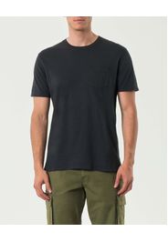 T-shirt mezza manica Impure nera in cotone fiammato con taschino