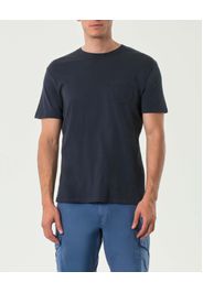 T-shirt mezza manica Impure blu in cotone fiammato con taschino