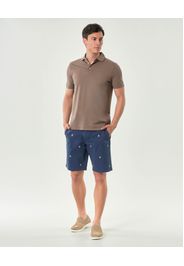 Bermuda chino Impure blu in cotone stretch con ancorette ricamate
