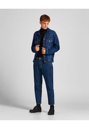 Jeans Frank wide fit cropped in cotone stretch lavaggio blu scuro