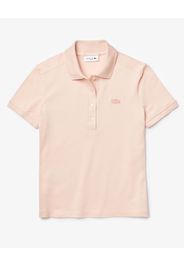 Polo slim fit rosa in piquet di cotone stretch con mini logo ricamato tono su tono