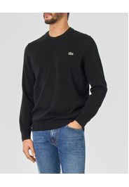 Maglia Lacoste nera girocollo in puro cotone