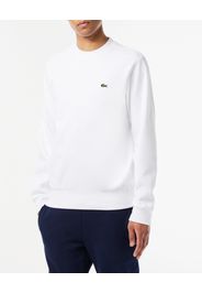 Felpa girocollo Lacoste bianca con logo ricamato sul petto