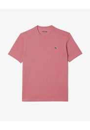 T-shirt rosa mezza manica con logo coccodrillo ricamato