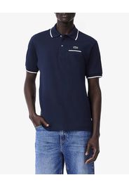 Polo blu mezza manica classic fit L.12.12 con bordino bianco e taschino