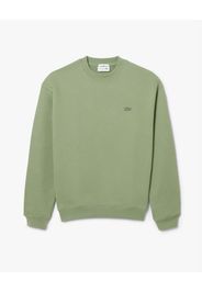 Felpa girocollo Lacoste loose-fit verde salvia con logo tono su tono