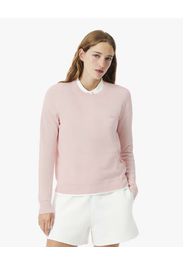 Maglioncino girocollo rosa Lacoste in cotone a maniche lunghe