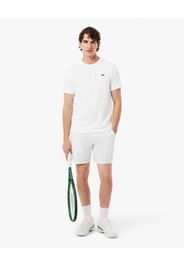 T-shirt Lacoste bianca mezza manica con stampa grafica tennis sul retro