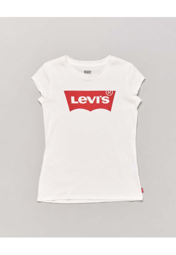 T-shirt slim mezza manica bianca con logo batwing rosso 3-8 anni