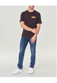 T-shirt nera mezza manica con logo arancione in spugna