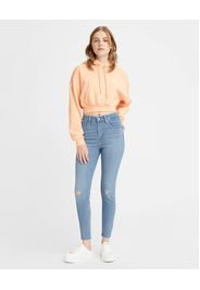 Jeans 721 skinny a vita alta con rotture sulle ginocchia in lyocell e cotone blu super stone washed