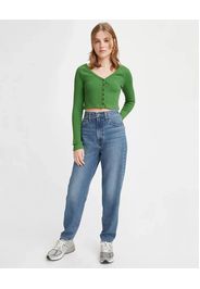 Jeans high loose tappered blu super stone washed