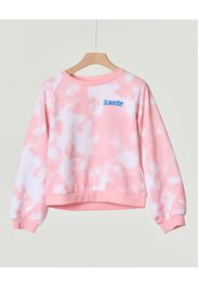 Felpa girocollo rosa e bianca tie-dye con logo ricamato 10-16 anni