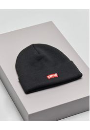 Berretto Levi's nero con risvolto e logo batwing rosso