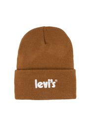 Berretto color ruggine in maglia con logo ricamato sul risvolto