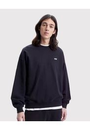 Felpa nera girocollo relaxed fit con logo piccolo ricamato