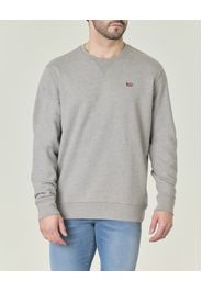 Felpa girocollo Levi's grigia in puro cotone con mini logo batwig rosso ricamato sul petto