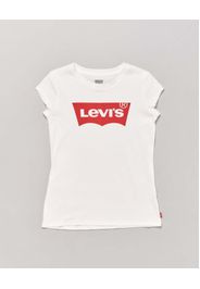 T-shirt slim mezza manica bianca con logo batwing rosso 3-8 anni