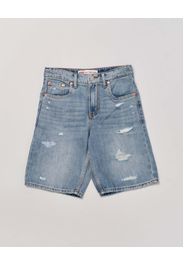 Bermuda in denim blu lavaggio chiaro con rotture ed abrasioni 10-16 anni