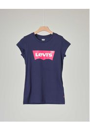 T-shirt blu a maniche corte con batwing Levi's rosa stampato 10-16 anni