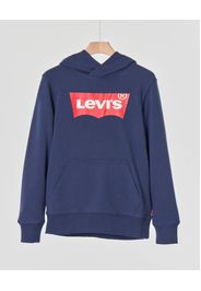 Felpa blu con cappuccio tasche a marsupio e logo batwing rosso 10-12 anni