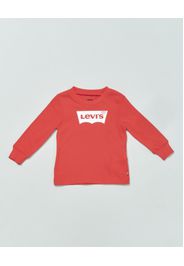 T-shirt Levi's rossa a maniche lunghe con logo batwing bianco