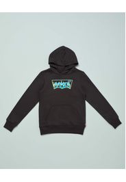 Felpa nera con cappuccio e logo batwing infiammato