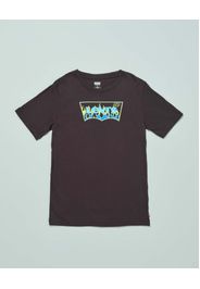 T-shirt nera mezza manica con stampa logo batwing infiammata 10-16 anni