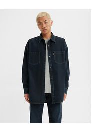 Overshirt in denim di puro cotone blu scuro