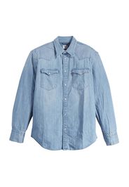 Camicia Levi's western in denim di puro cotone lavaggio chiaro super stone washed